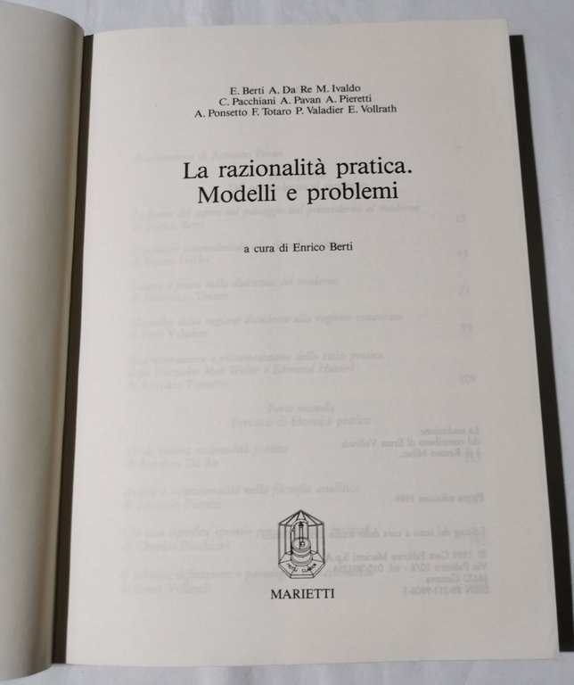 La razionalita' pratica. Modelli e problemi