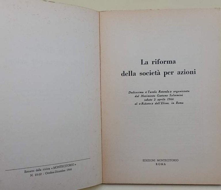 LA RIFORMA DELLA SOCIETA' PER AZIONI(1966)