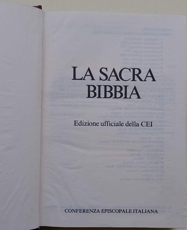 LA SACRA BIBBIA-EDIZIONE UFFICIALE DELLA CEI(1987)