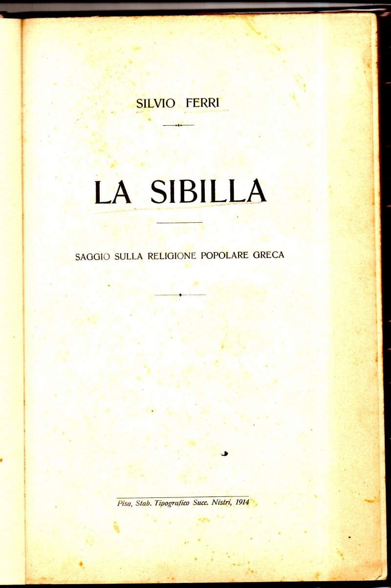 LA SIBILLA - Saggio sulla Religione Popolare Greca
