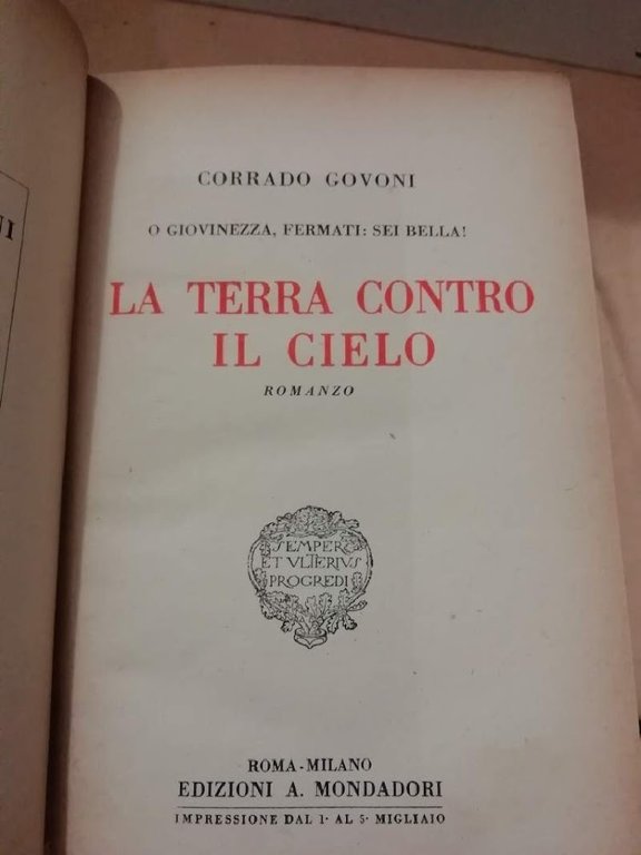 LA TERRA CONTRO IL CIELO. O GIOVINEZZA, FERMATI: SEI BELLA! …