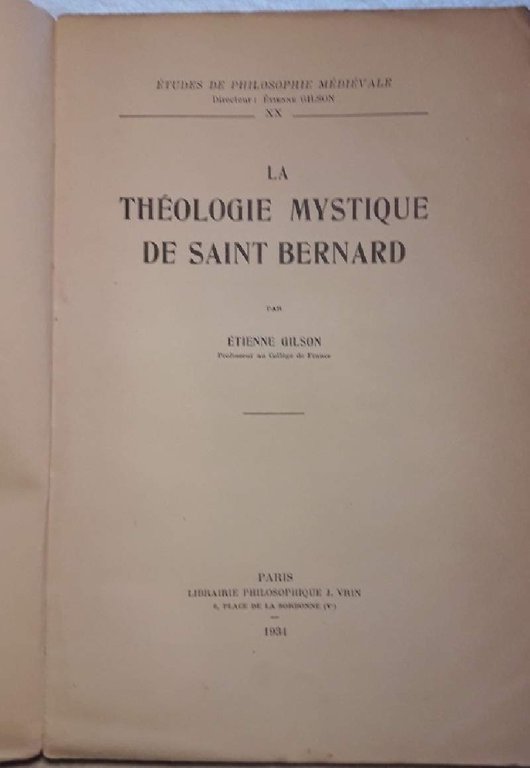 LA THEOLOGIE MYSTIQUE DE SAINT BERNARD( 1934) | Immagine Gallery 5