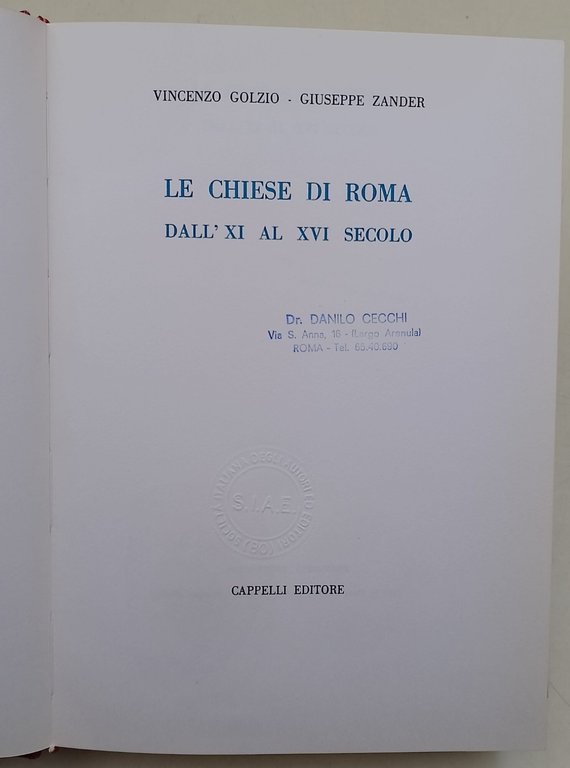 Le chiese di Roma dall'XI al XVI secolo