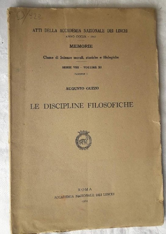 LE DISCIPLINE FILOSOFICHE(1962)