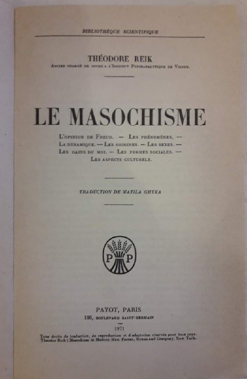 LE MASOCHISME(1971)