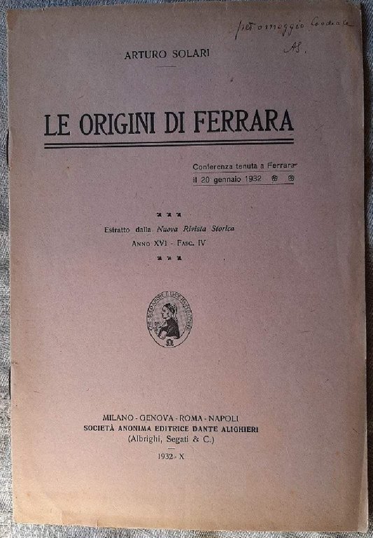 LE ORIGINI DI FERRARA(1932)
