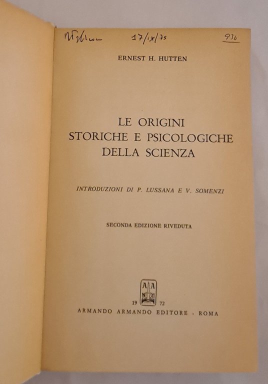 Le origini storiche e psicologiche della scienza