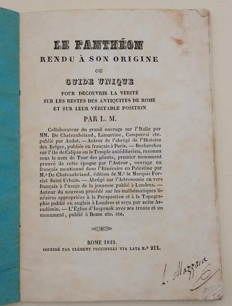 LE PANTHEON RENDU A SON ORIGINE...(1845)
