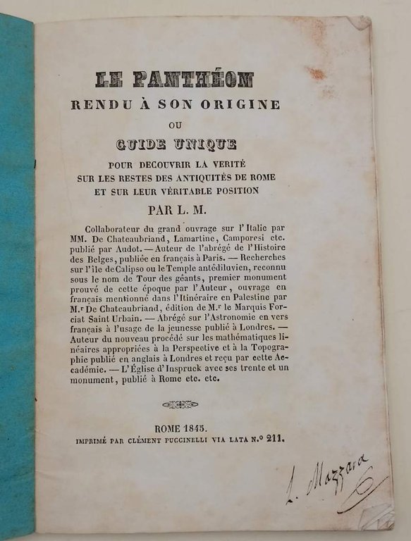 LE PANTHEON RENDU A SON ORIGINE...(1845)