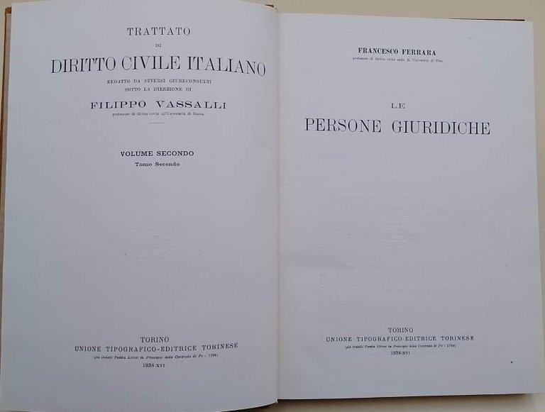 LE PERSONE GIURIDICHE- vol II tomo II( 1938)