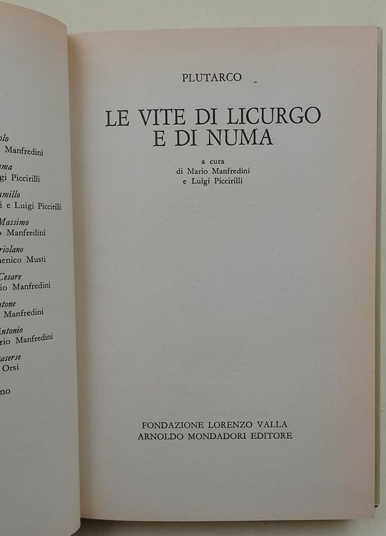 Le vite di Licurgo e di Numa