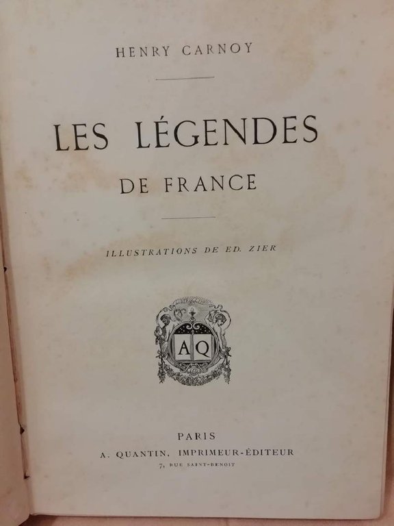 LES LEGENDES DE FRANCE (1885)