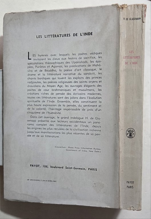 Les Letteratures de l'Inde des origines a l'epoque contemporaine