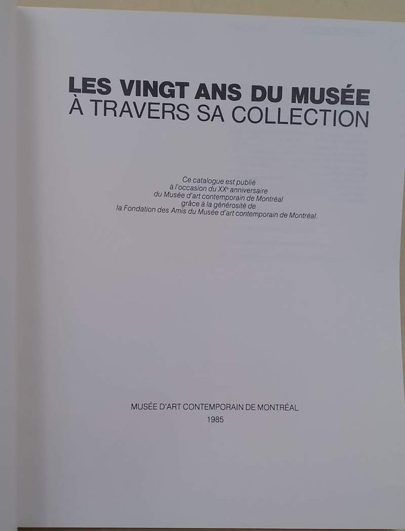 LES VINGT ANS DU MUSEE A TRAVERS DA COLLECTION(1985)