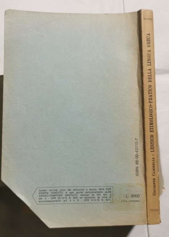 Lessico etimologico- pratico della lingua greca
