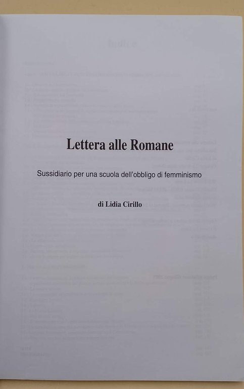 LETTERA ALLE ROMANE-SUSSIDIARIO PER UNA SCUOLA DELL'OBBLIGO DI FEMMINISMO(2001)