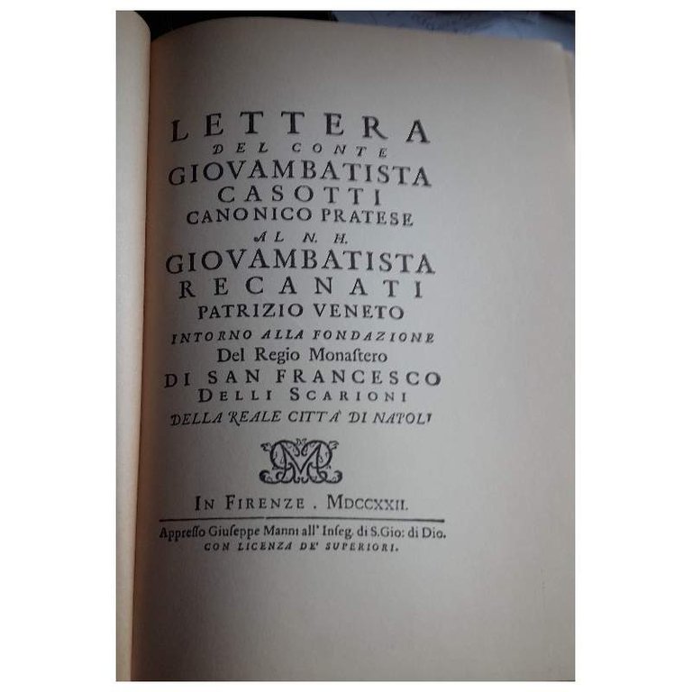 LETTERA INTORNO ALLA FONDAZIONE DEL MONASTERO DEGLI SCARIONI DI NAPOLI(1973)
