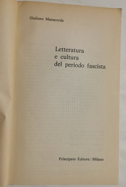 Letteratura e cultura del periodo fascista