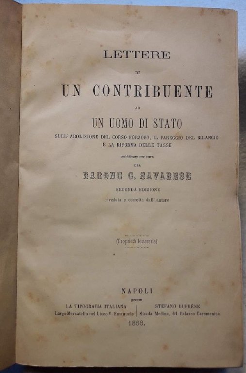 LETTERE DI UN CONTRIBUENTE AD UN UOMO DI STATO/CONCETTO POSITIVO …