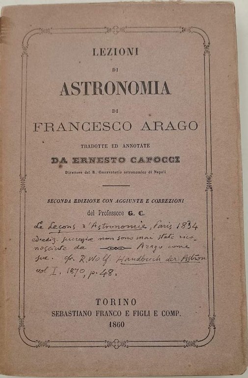 LEZIONI DI ASTRONOMIA DI FRANCESCO ARAGO(1860)