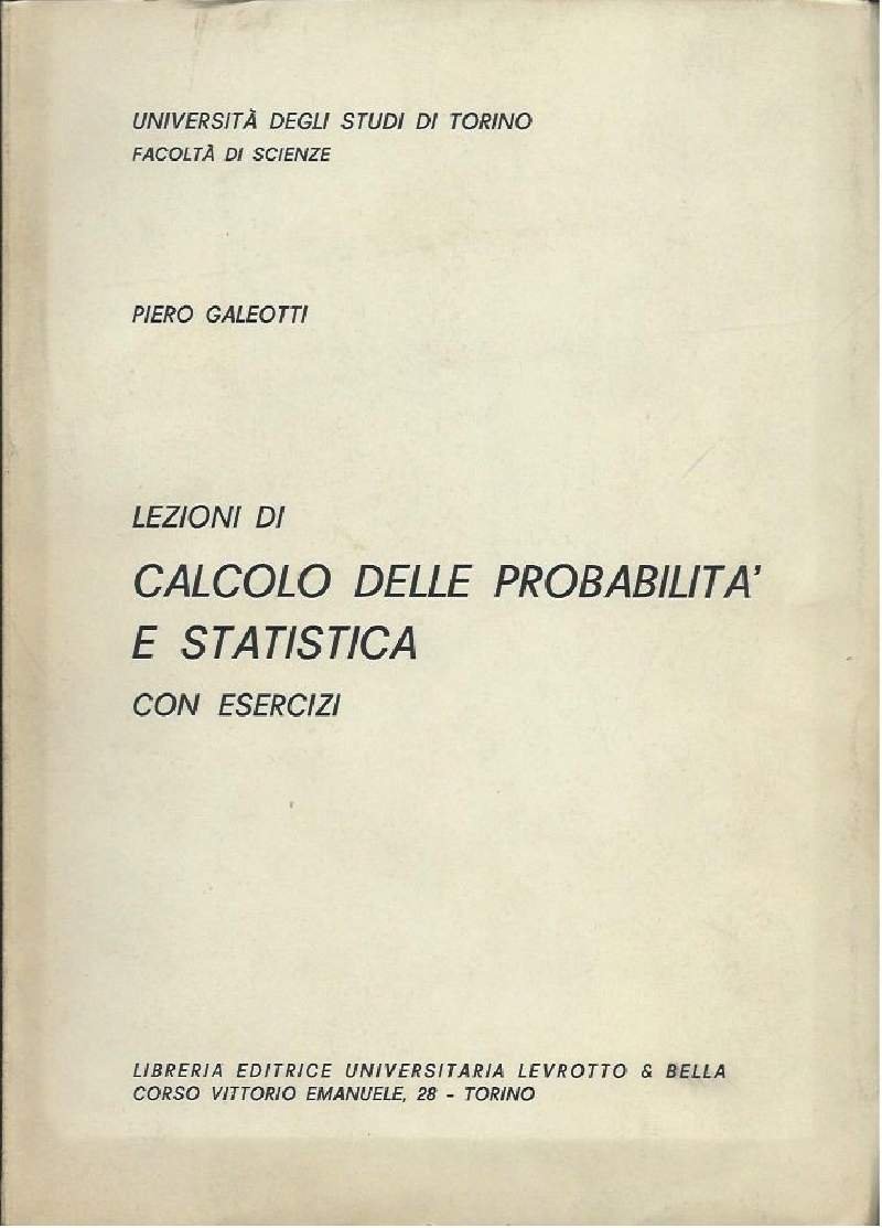 LEZIONI DI CALCOLO DELLE PROBABILITÀ E STATISTICA - Con esercizi | Immagine principale
