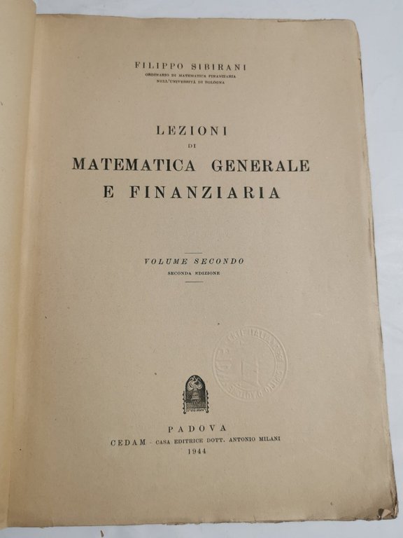 Lezioni di matematica generale e finanziaria -Vol II