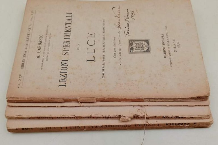 LEZIONI SPERIMENTALI SULLA LUCE CONSIDERATA COME FENOMENO ELETTROMAGNETICO(1898)