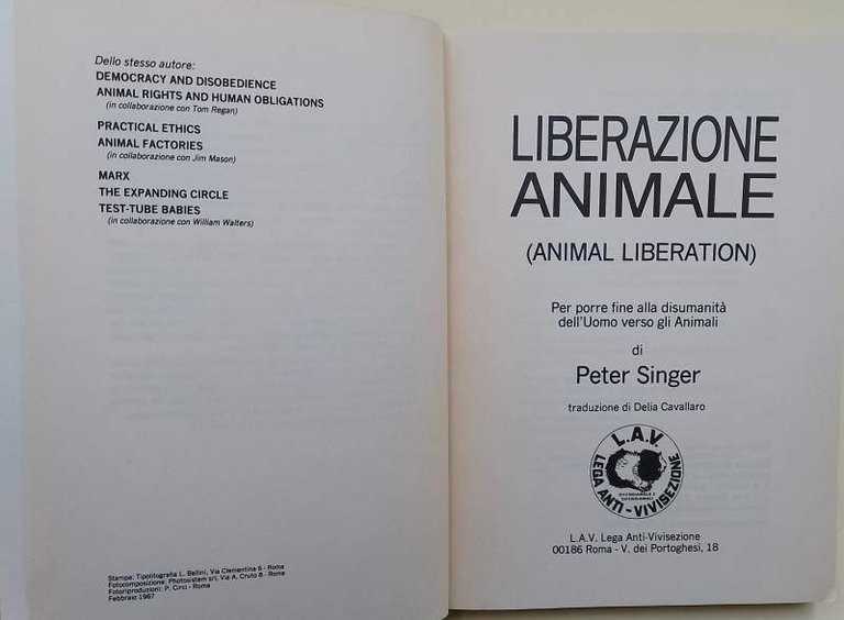 LIBERAZIONE ANIMALE(ANIMAL LIBERATION)(1987)