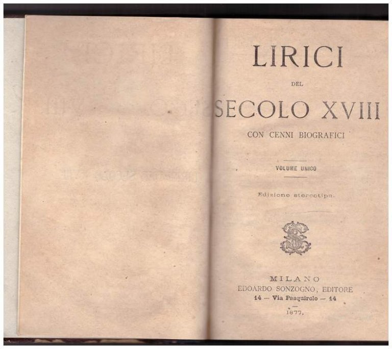 LIRICI DEL SECOLO XVIII con cenni biografici (1877)