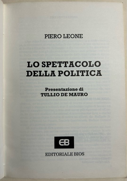 Lo spettacolo della politica