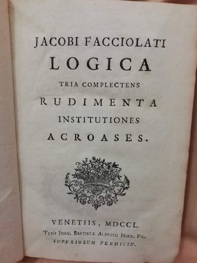 LOGICA tria complectens Rudimenta Institutions Acroases (1750) | Immagine principale