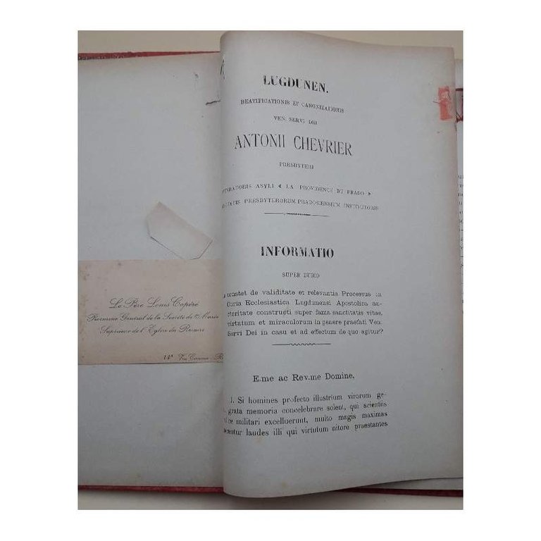 LUGDUNEN BEATIFICATIONIS ET CANONIZATIONIS VEN. SERVI DEI ANTONII CHEVRIER PRESBYTERI( …