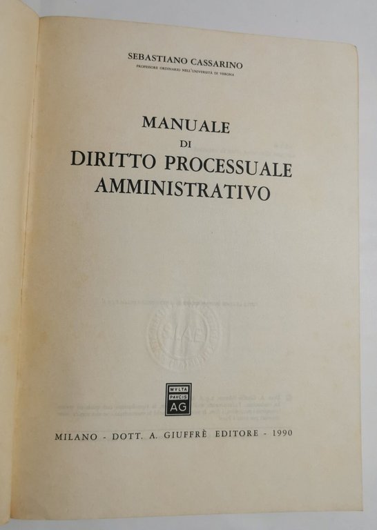 Manuale di diritto processuale amministrativo