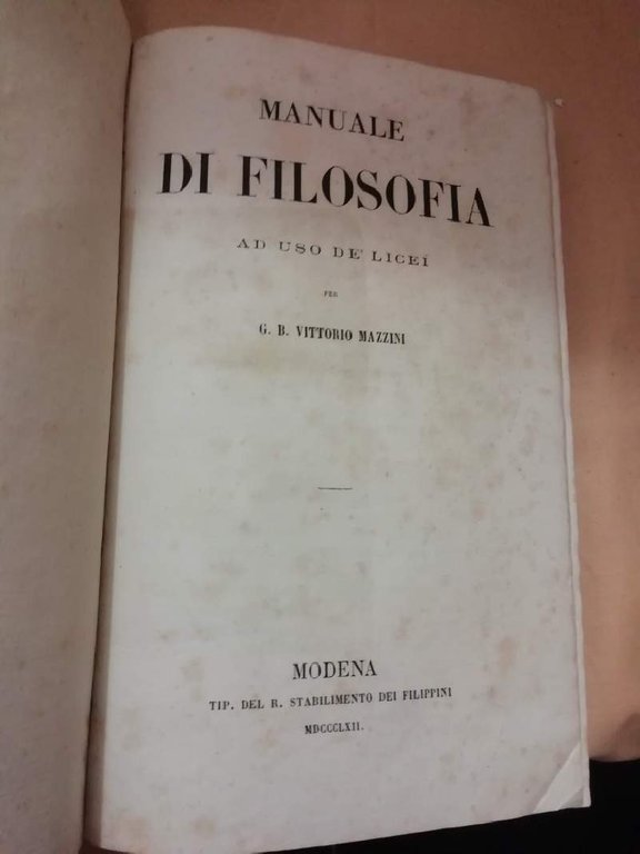 MANUALE DI FILOSOFIA ad uso dei licei (1862)