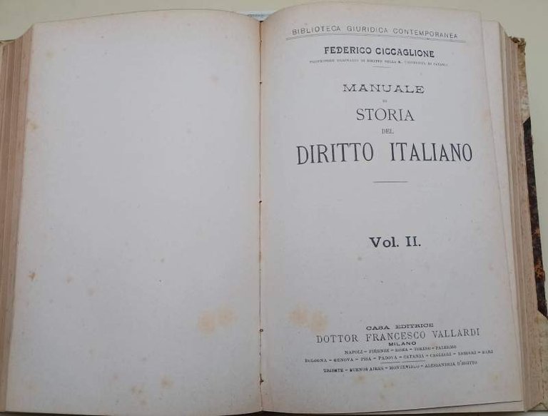 MANUALE DI STORIA DEL DIRITTO ITALIANO-VOL I E II-( 1901?)