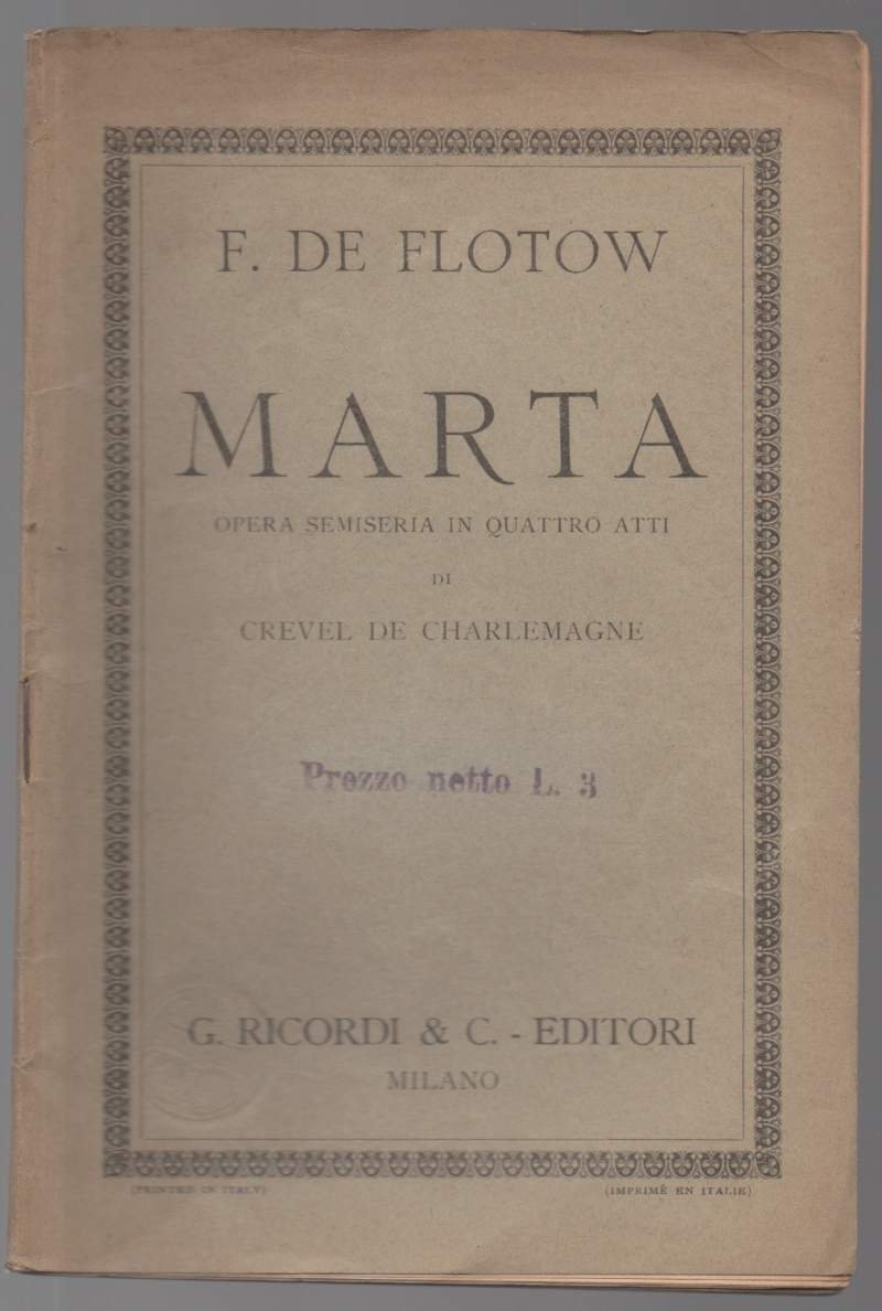 MARTA opera semiseria in quattro atti