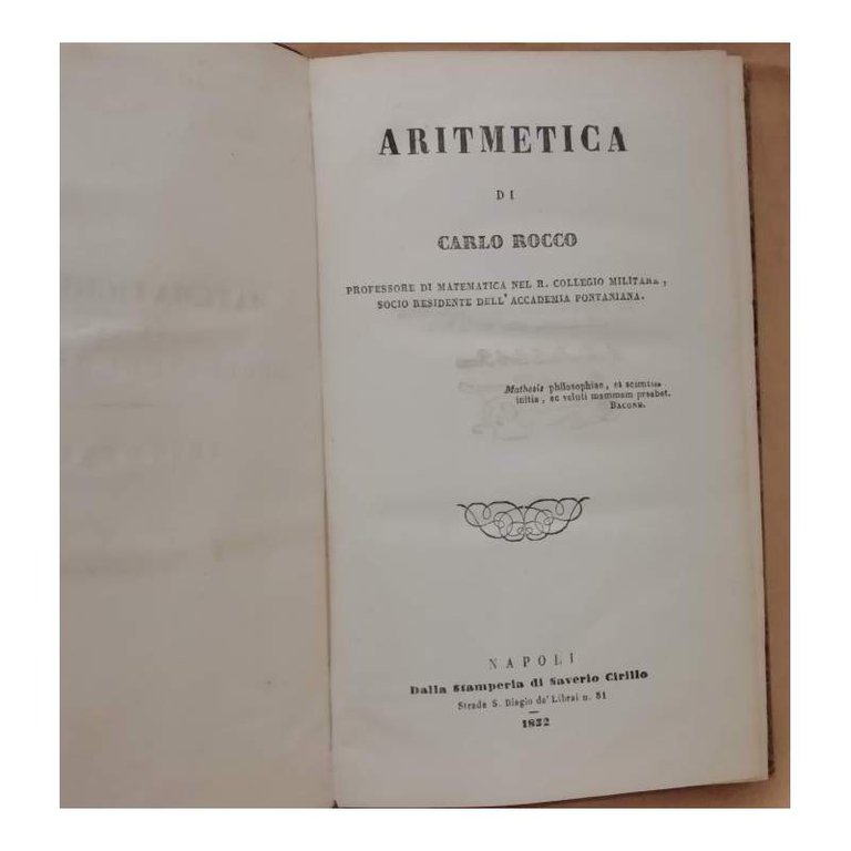 MATEMATICHE PURE AD USO DEGLI STUDJ GENERALI. Aritmetica - Geometria …