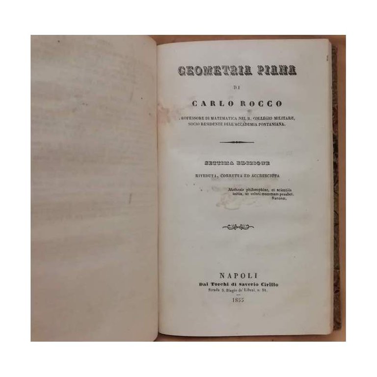 MATEMATICHE PURE AD USO DEGLI STUDJ GENERALI. Aritmetica - Geometria …