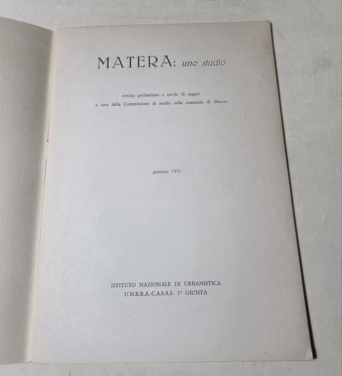 Matera: uno studio - Notizia preliminare e tavole di saggio …