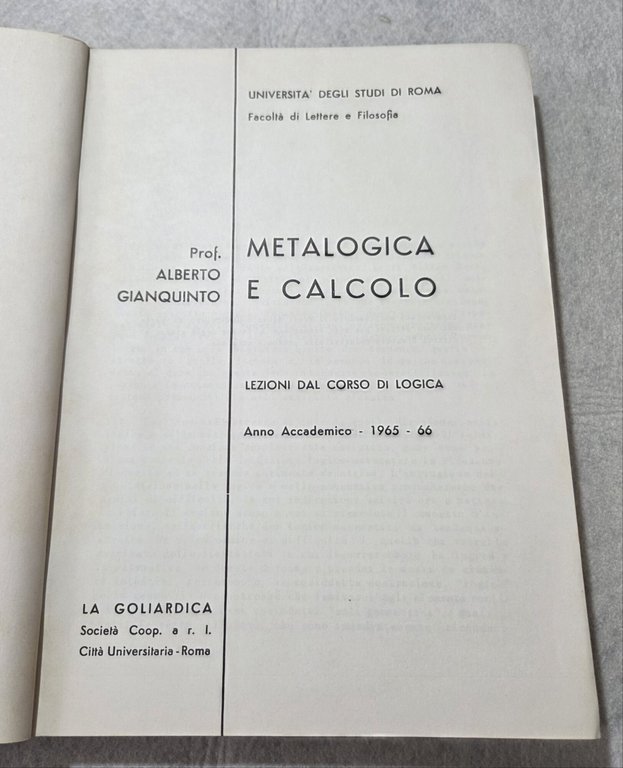 Metalogica e calcolo - Lezioni dal corso di logica | Immagine Gallery 2