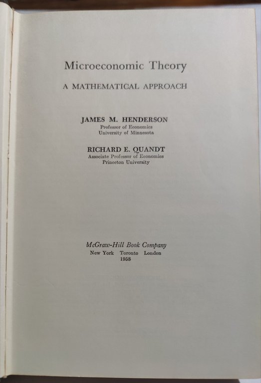 Microeconomic Theory - a mathematical approach