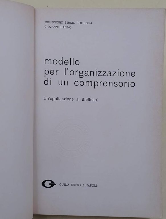 MODELLO PER L'ORGANIZZAZIONE DI UN COMPRENSORIO-UN APPLICAZIONE AL BIELLESE(1975)