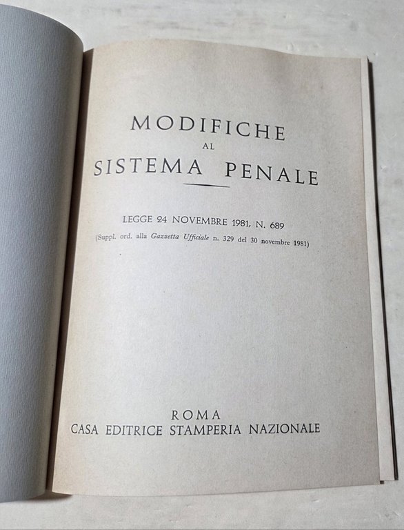 Modifiche al Sistema Penale - Legge 24 Novembre 1981 n.689