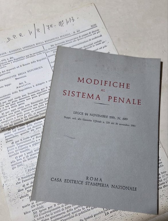 Modifiche al Sistema Penale - Legge 24 Novembre 1981 n.689