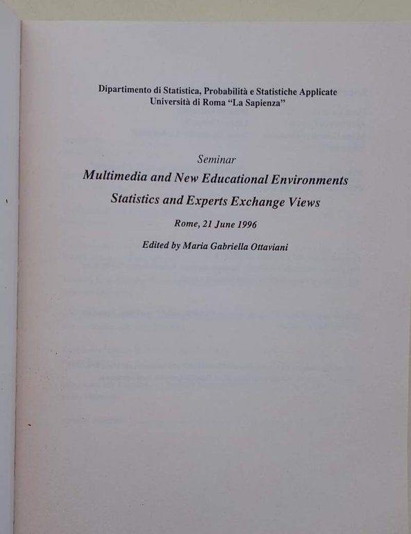 MULTIMEDIALITA' E NUOVE FORME DI DIDATTICA-STATISTICI ED ESPERTI A CONFRONTO(1996)