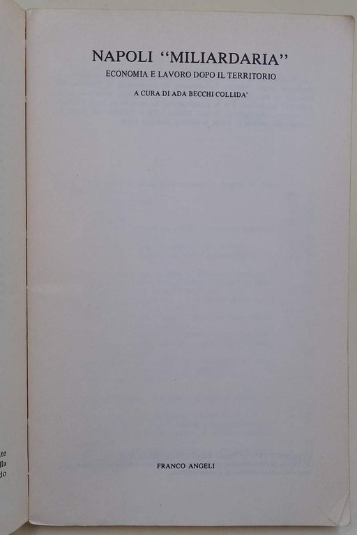 NAPOLI MILIARDARIA-ECONOMIA E LAVORO DOPO IL TERREMOTO(1984)