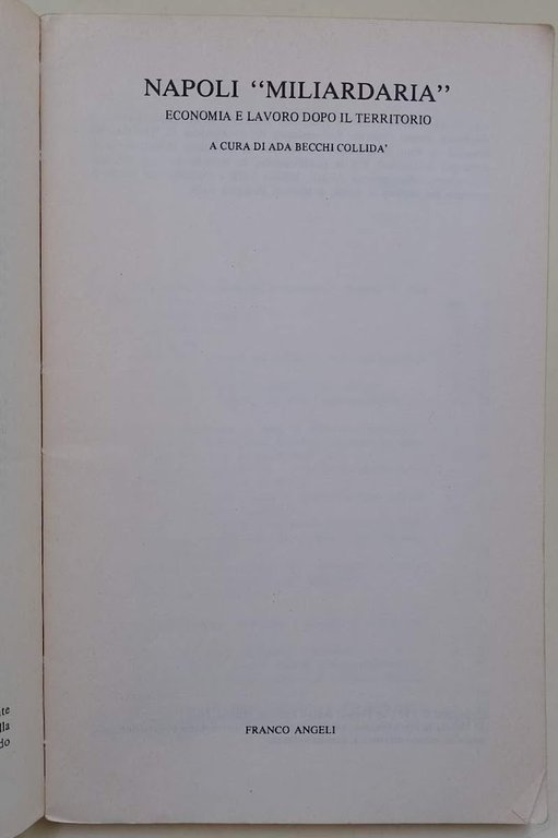 NAPOLI MILIARDARIA-ECONOMIA E LAVORO DOPO IL TERREMOTO(1984)