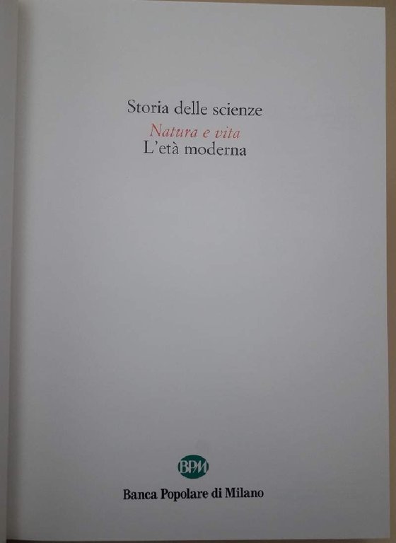 NATURA E VITA-L'ETA' MODERNA