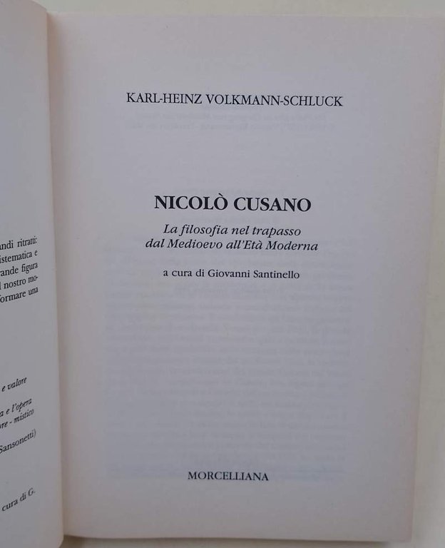 NICOLO' CUSANO-LA FILOSOFIA NEL TRAPASSO DAL MEDIOEVO ALL'ETA' MODERNA(1993)