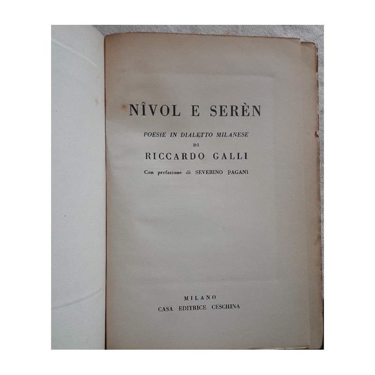 NIVOL E SEREN-POESIE IN DIALETTO MILANESE( 1940)